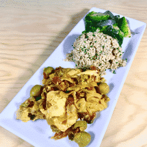 Commandez repas prêt à manger poulet biologique aux tomates séchées, olives