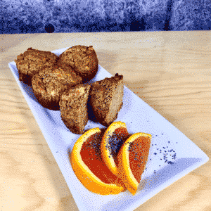 Collation santé muffins à l'orange, sans lactose et sans gluten